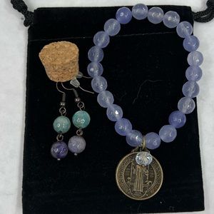 Melania Clara crystal bead bracelet and earrings